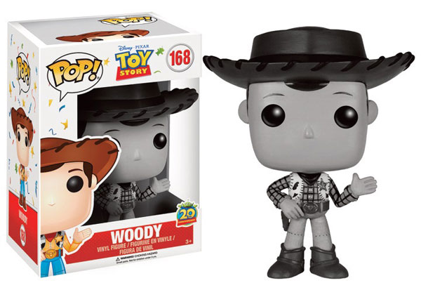 TOY STORY POP VINYL FIGURINE 168 WOODY BLACK AND WHITE EXCLU BOX LUNCH 10 CM